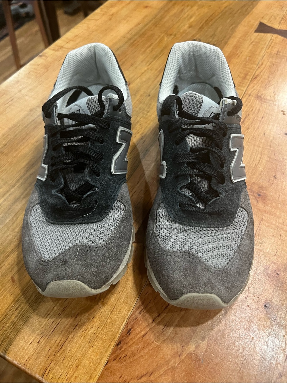 New Balance 574 Men's Gray and Black Casual Sneakers - Picture 2 of 9